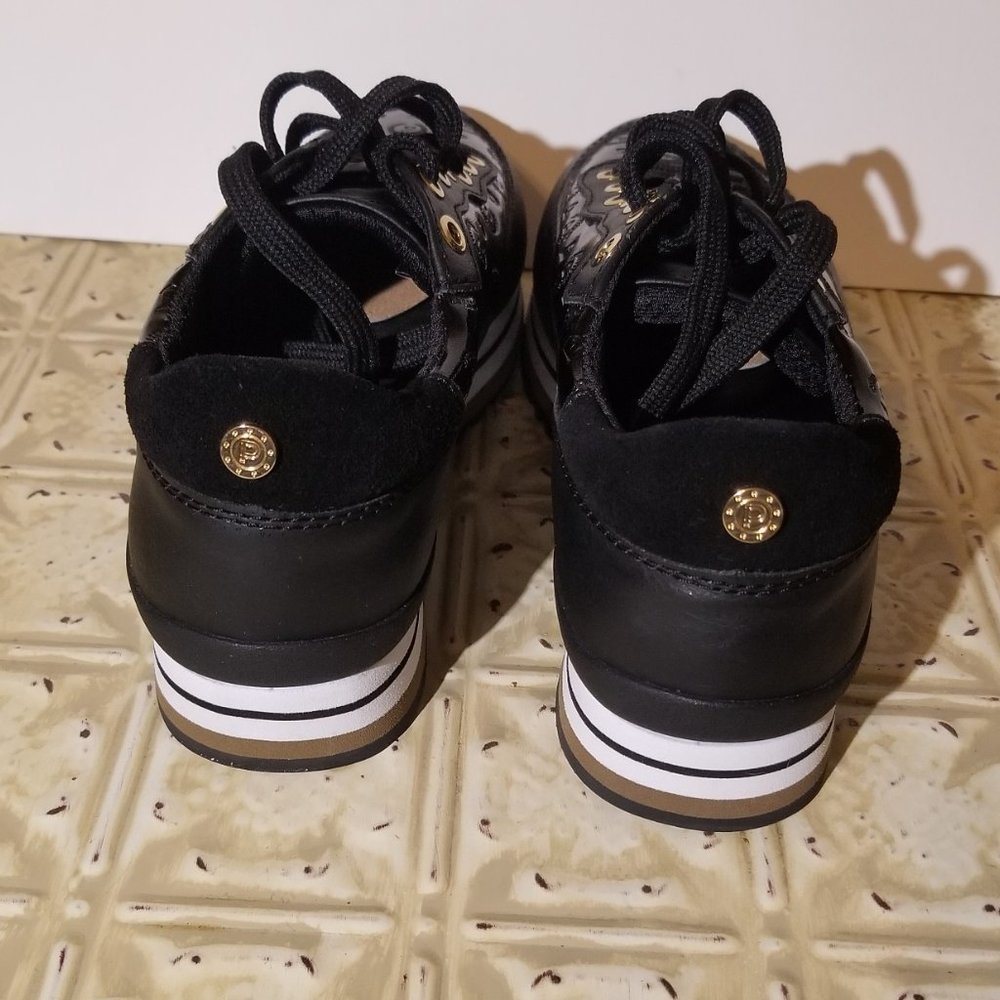 Black and White POLLINI Woman's Leather Sneakers - Picture 5 of 9